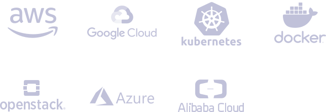 logos des certifications : AWS, Google Cloud, Kubernetes, Docker, Openstack, Azure, Alibaba Cloud