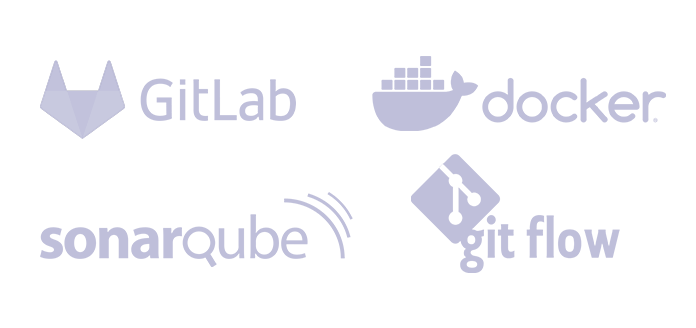 pèle-mêle de logos Gitlab docker Sonarque git Flow
